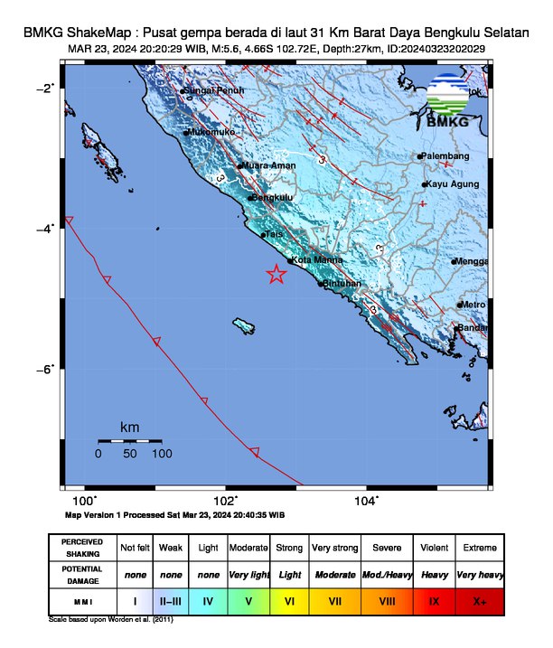 Gempa Bumi Berpusat di Bengkulu Selatan, BMKG Pastikan Tidak Berpotensi Tsunami 