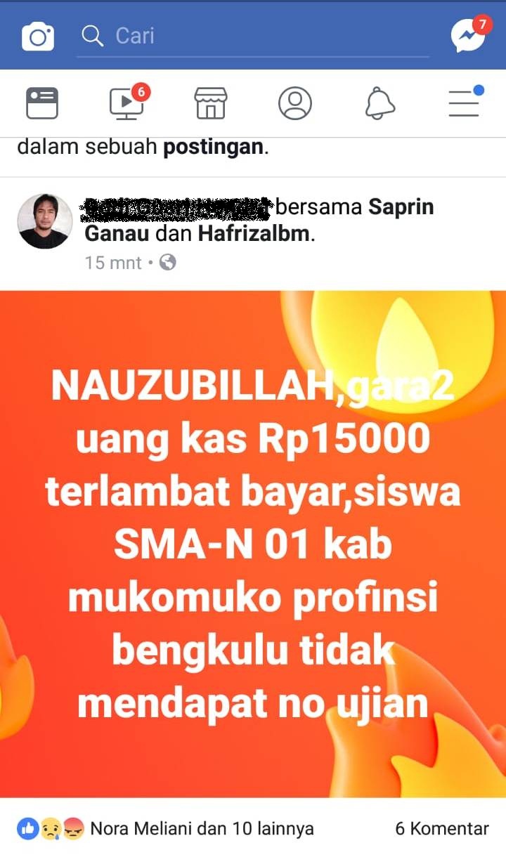 Gara-gara Status Facebook, Wali Murid Siswa SMAN 1 Mukomuko Minta Maaf