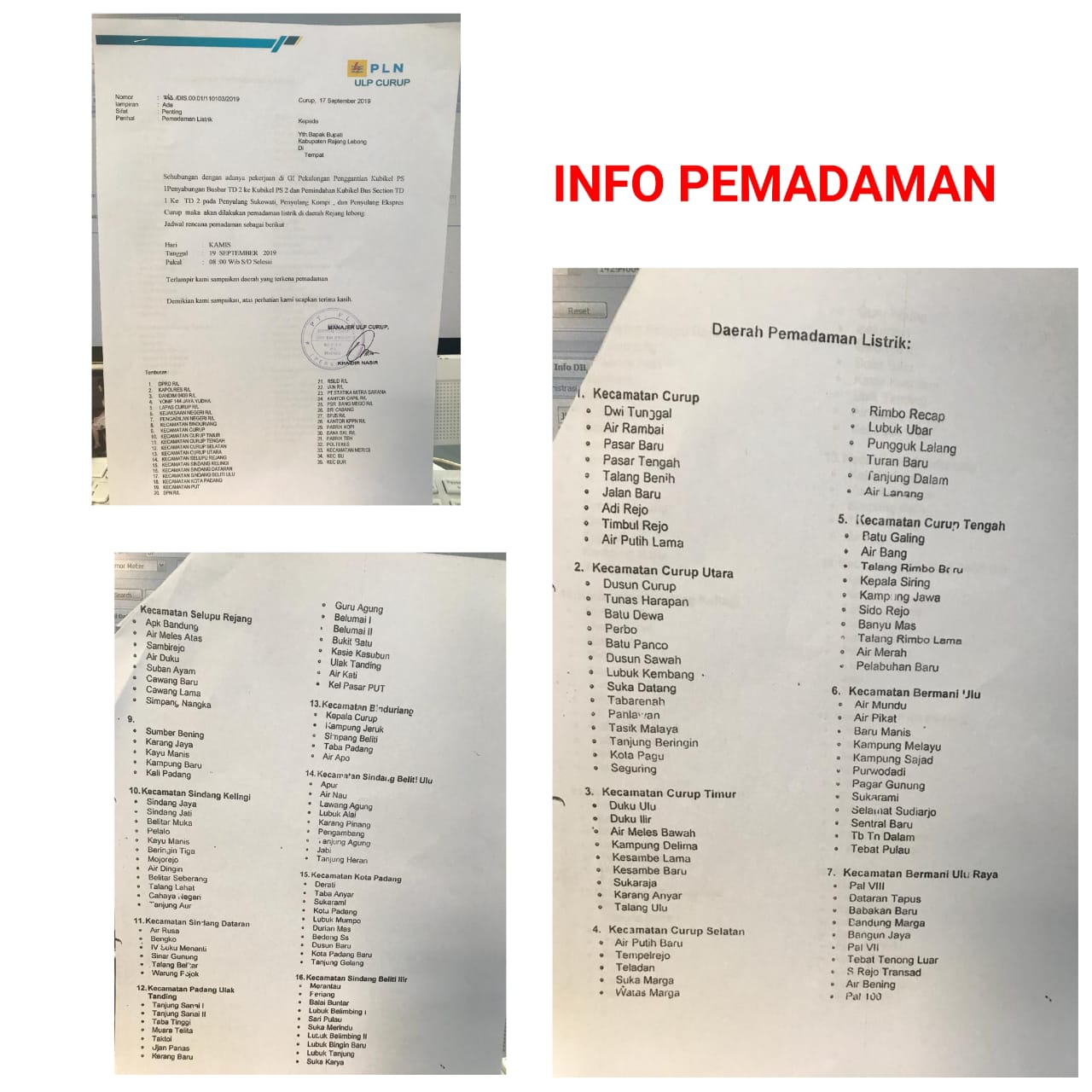 PLN Curup, Batalkan Pemadaman Listrik