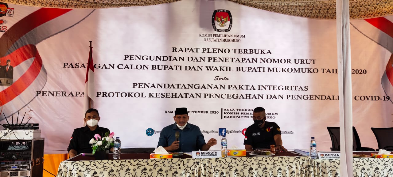 KPU Mukomuko Ubah Skenario Pengundian Nomor Urut Paslon Pilkada