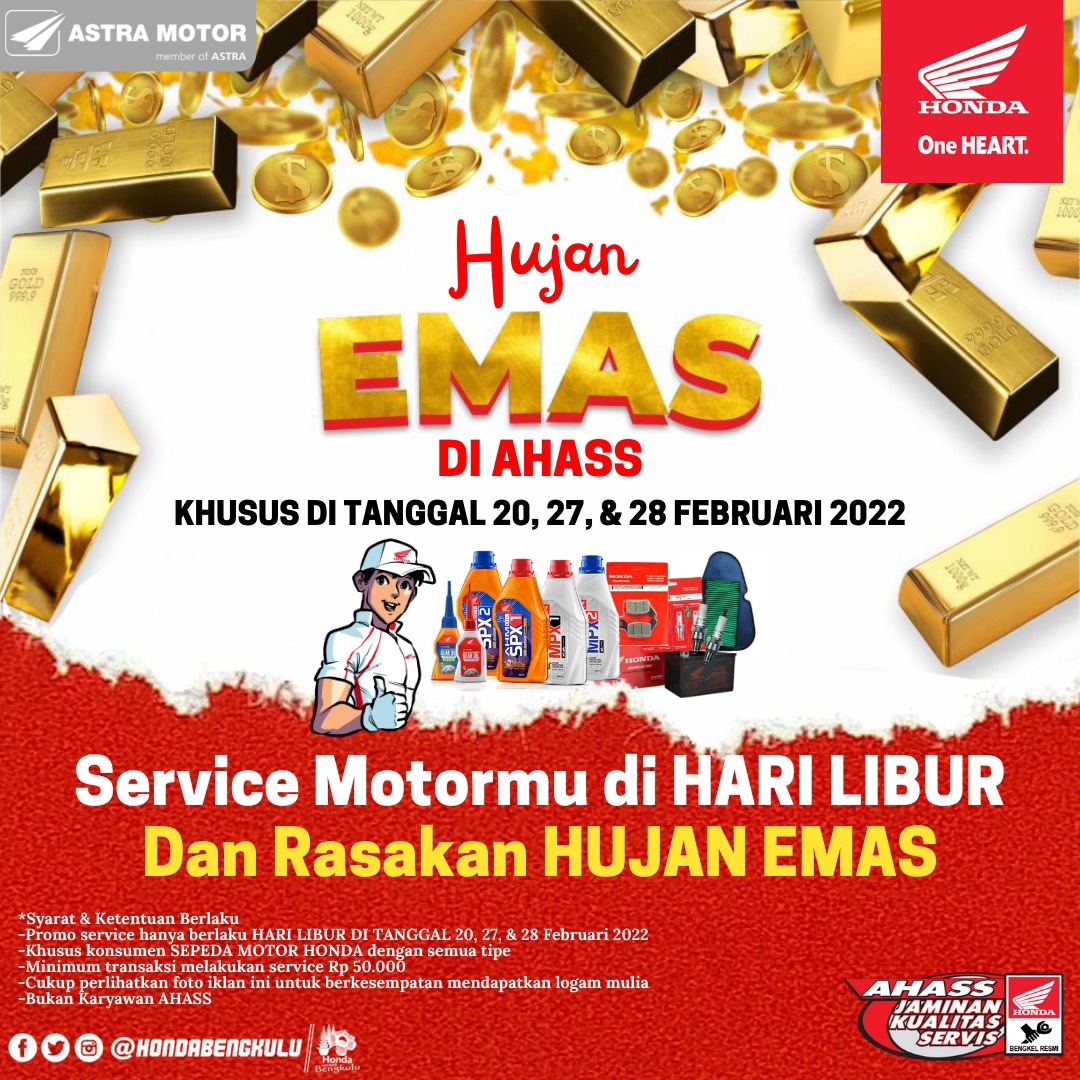 Catat Tanggalnya! Servis Motor Honda, Dapat Logam Mulia