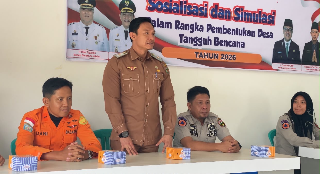 BPBD Bengkulu Selatan Gelar Sosialisasi dan Simulasi Pembentukan Desa Tangguh Bencana di Nanjungan