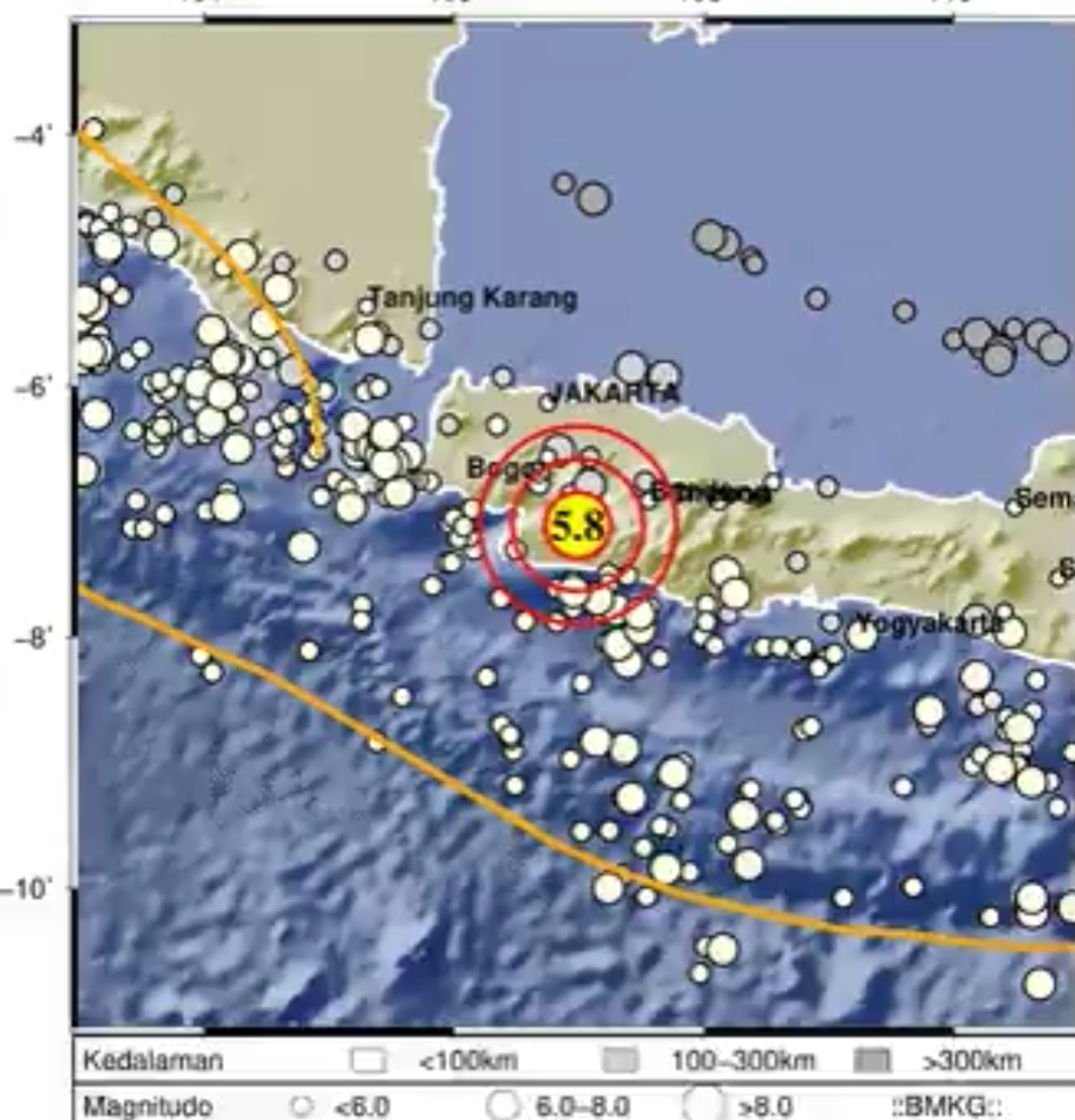 Gempa 5.8 M Guncang Sukabumi, Terasa Hingga Jakarta