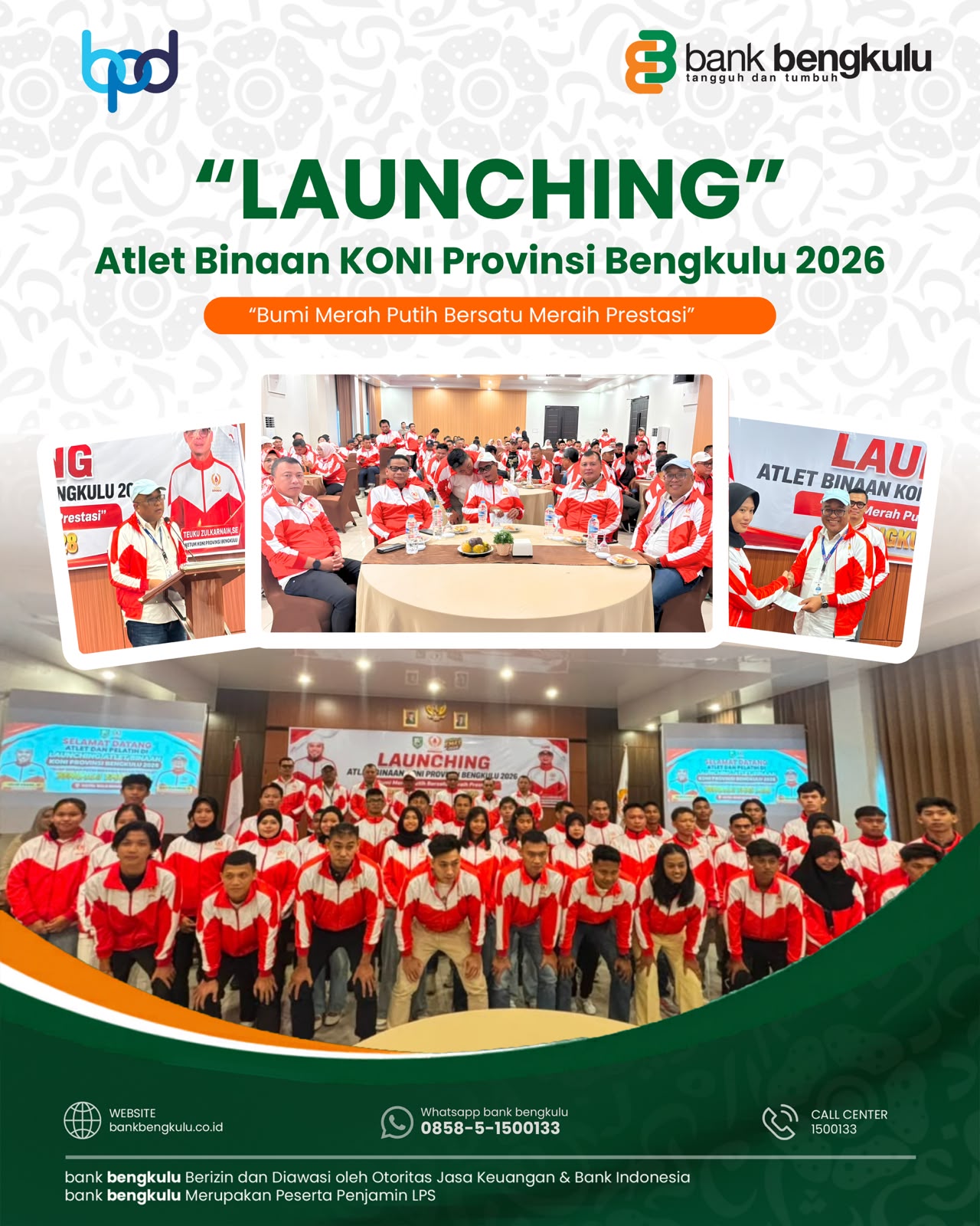 Teken MoU, Bank Bengkulu Dukung Perlindungan 1.000 Atlet KONI Bengkulu