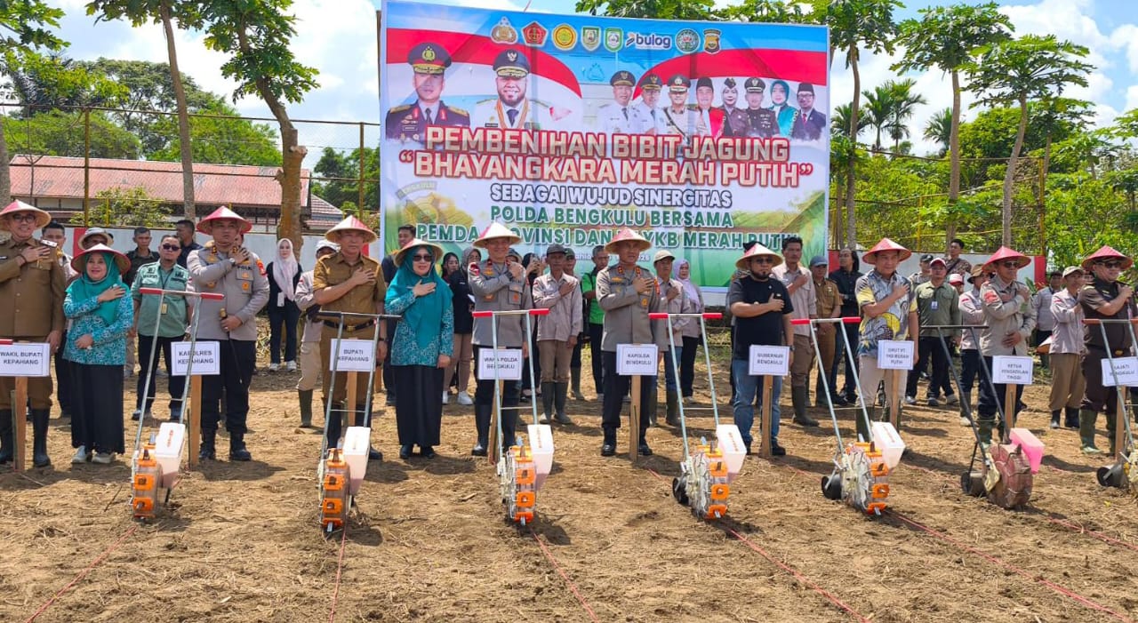 Gubernur dan Kapolda Menanam Jagung Merah Putih di Kepahiang, Helmi Hasan: Sukseskan Swasembada Pangan