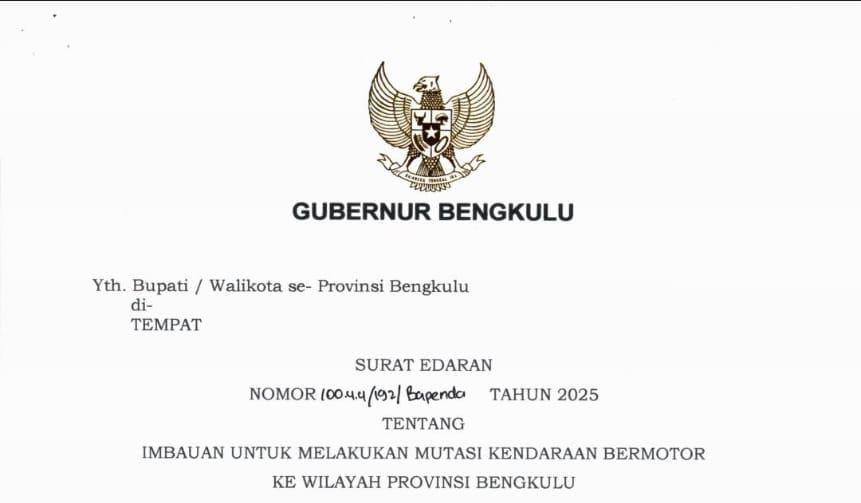 Tingkatkan PAD, Gubernur Helmi Hasan Terbitkan SE Mutasi Kendaraan Bermotor, Warga Diberi Keringanan Pajak