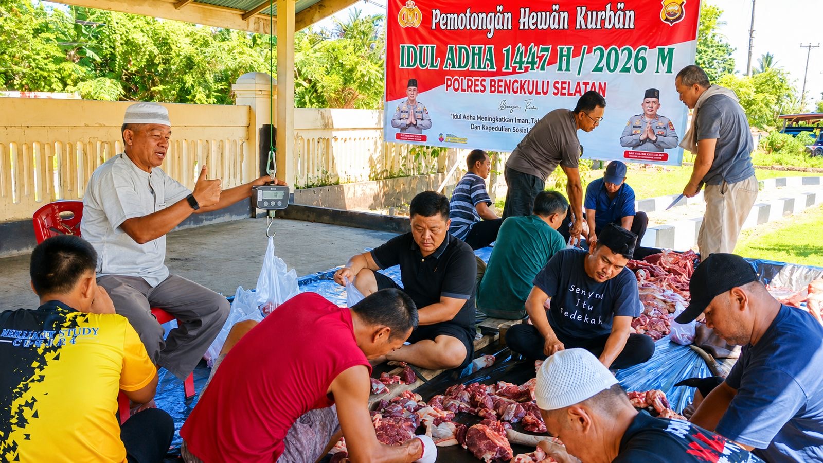 Iduladha 1447 H, Polres Bengkulu Selatan Sembelih 16 Sapi Kurban untuk Warga