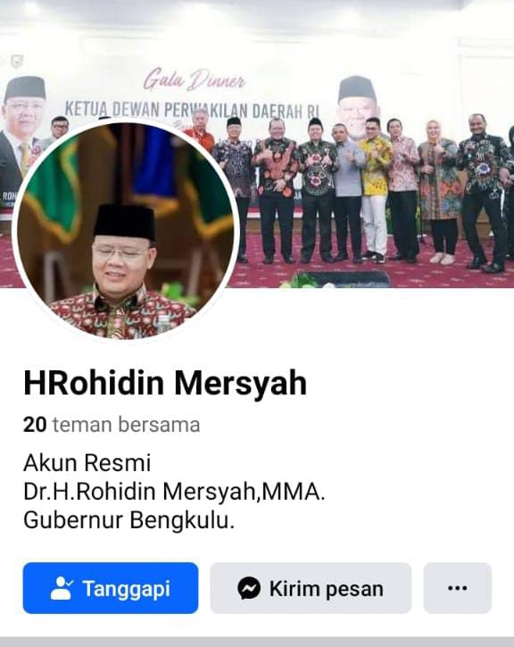 Kadis Kominfotik Imbau Masyarakat Tidak Percaya Akun Facebook Palsu Gubernur Rohidin Mersyah