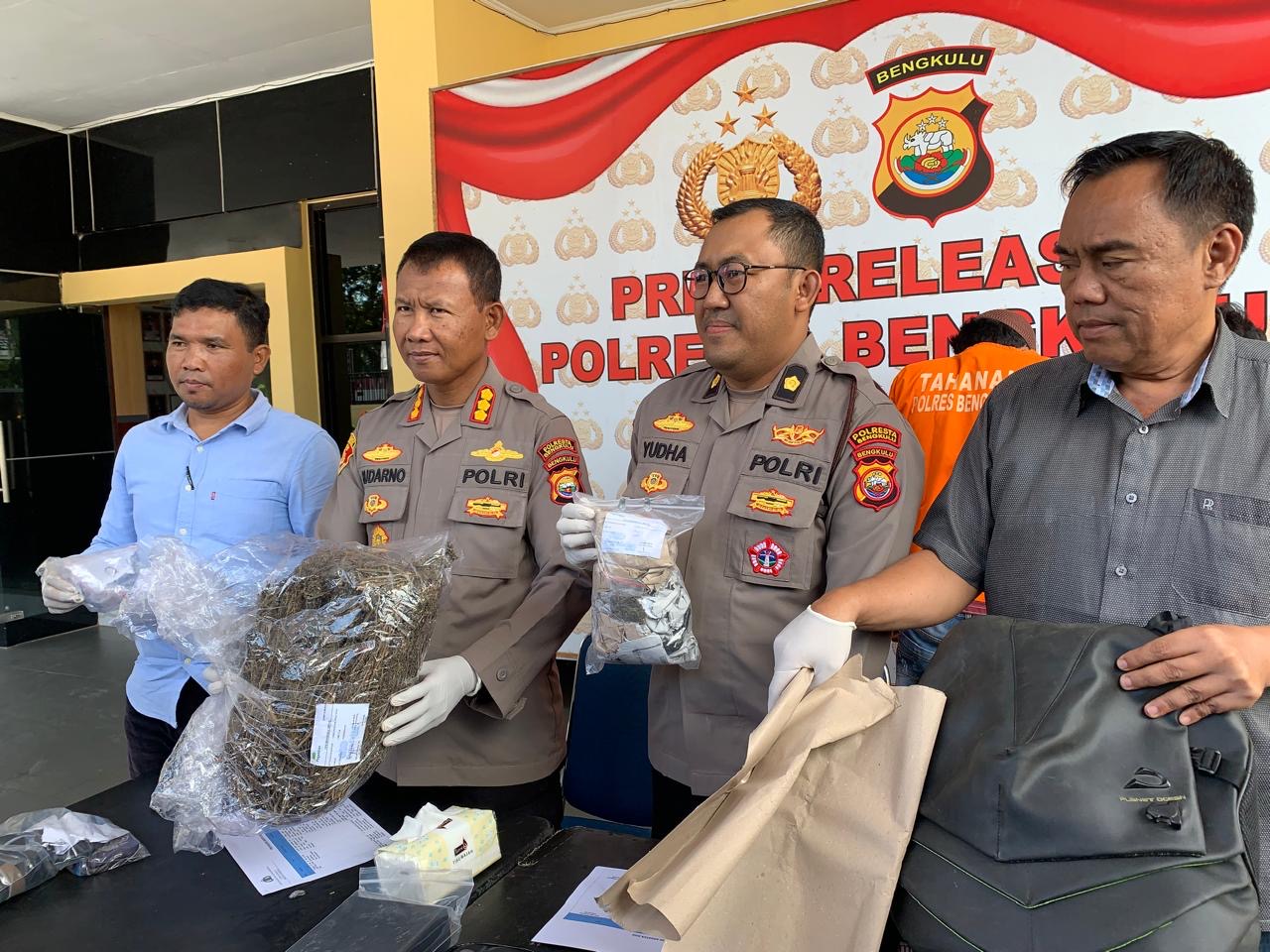 Pemain Lama Narkoba Bengkulu Diciduk, Simpan 1,9 Kg Ganja dan Paket Sabu
