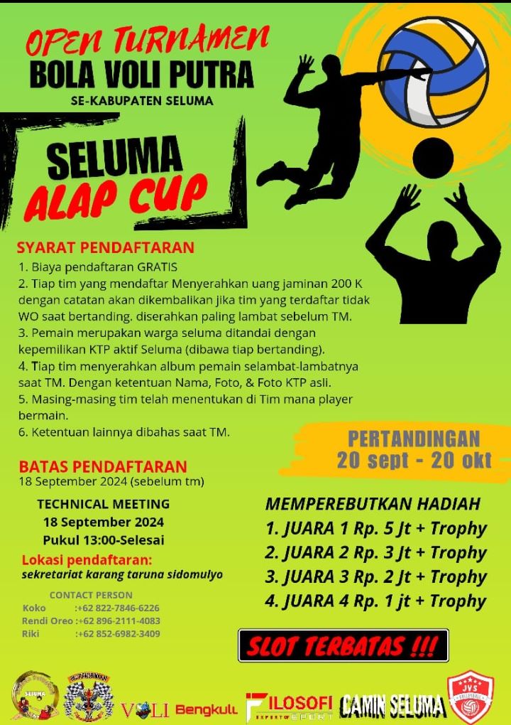 Berhadiah Jutaan Rupiah! Turnamen Bola Voli Putra Alap Cup I Segera Digelar, Ini Syarat Daftarnya