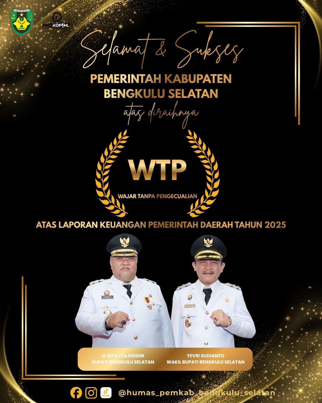 Cetak 'Quat-trick' Plus One, Pemkab Bengkulu Selatan Sabet Opini WTP Kelima Kalinya