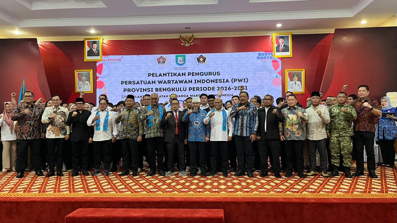 Marsal Abadi Nahkodai PWI Bengkulu 2026-2031, Gubernur Helmi Hasan: Jaga Independensi Pers