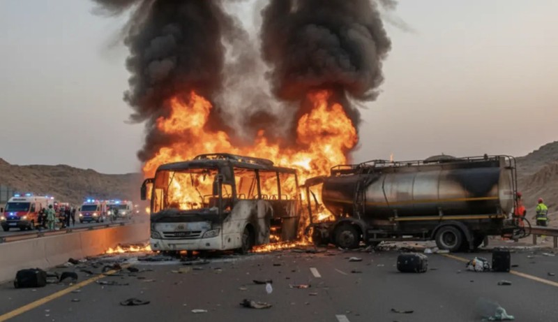 Bus Jamaah Umrah Kecelakaan dan Terbakar, 45 Orang Meninggal Dunia, Ini Kronologinya