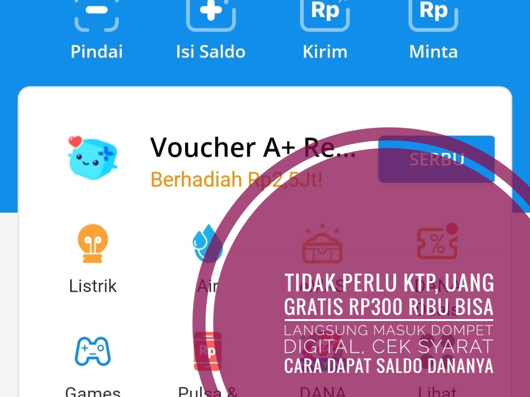 Tidak Perlu KTP, Uang Gratis Rp300 Ribu Langsung Masuk Dompet Digital, Cek Syarat Cara Dapat Saldo DANAnya