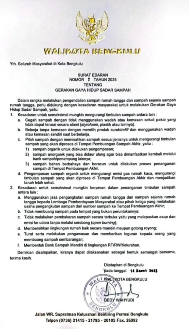 Serius Menangani Masalah Sampah, Pemkot Keluarkan Surat Edaran