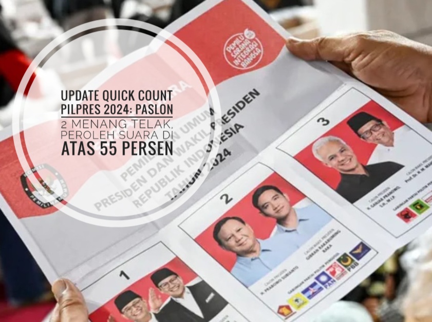 Update Quick Count Pilpres 2024: Paslon 2 Menang Telak, Peroleh Suara di Atas 55 Persen