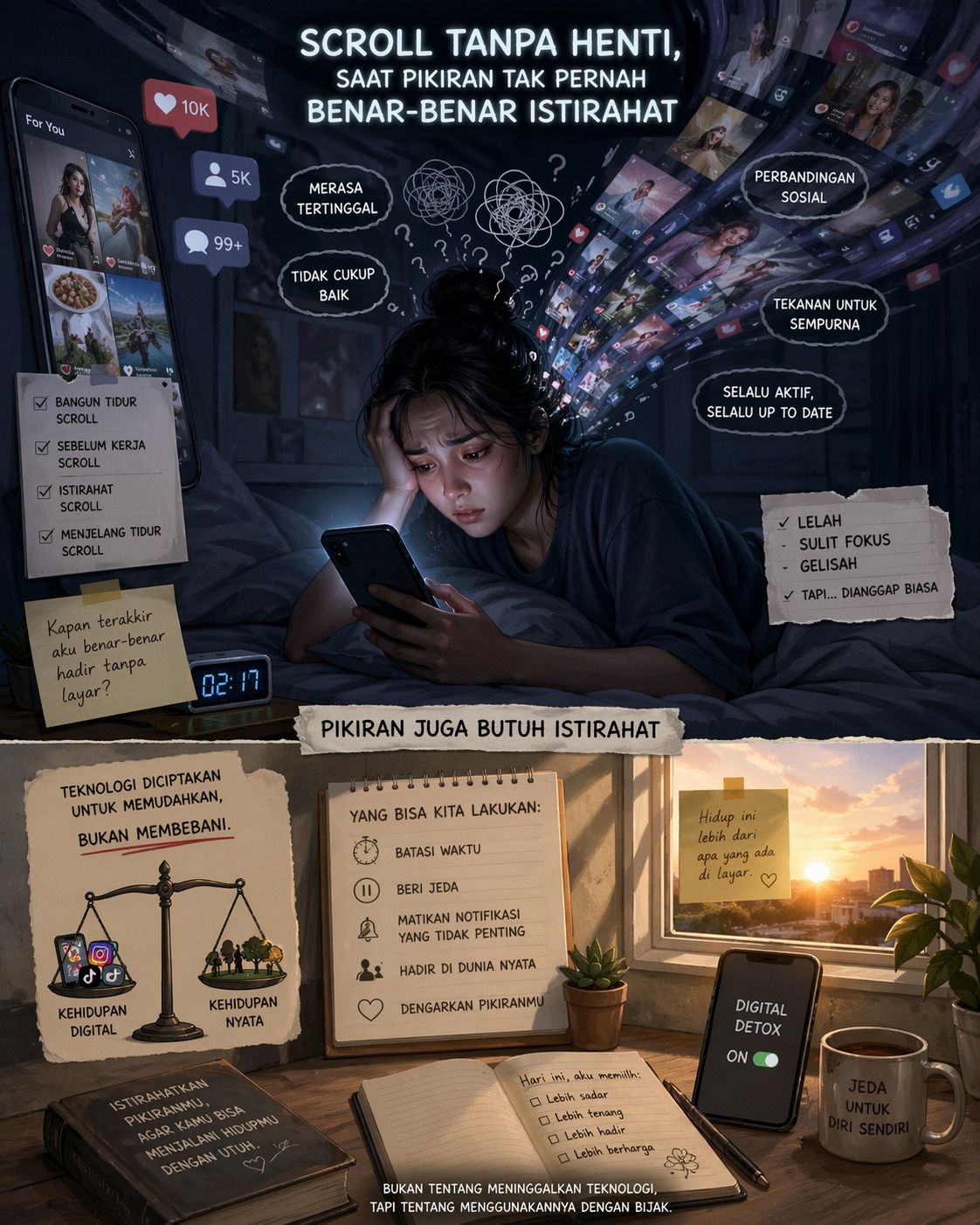 Scroll Tanpa Henti, Pikiran Tak Pernah Benar-Benar Istirahat