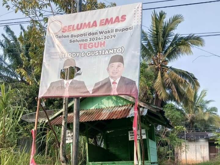 Ratusan Baliho Teddy-Gustianto Dirusak Orang Tak Bertanggung Jawab, Simpatisan Diminta Tak Terprovokasi