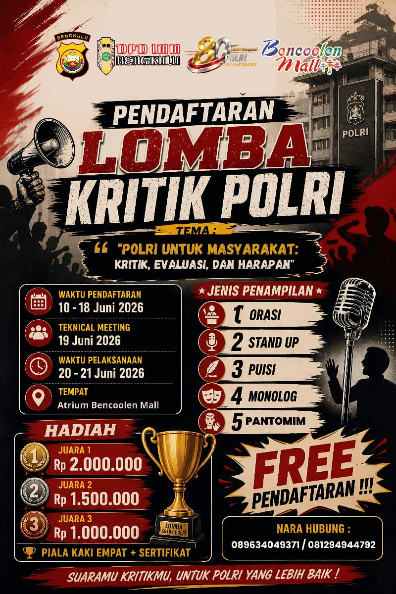 DPD IMM Bengkulu Bersama Polda Buka Ajang Kritik Kreatif, Pendaftaran Gratis!