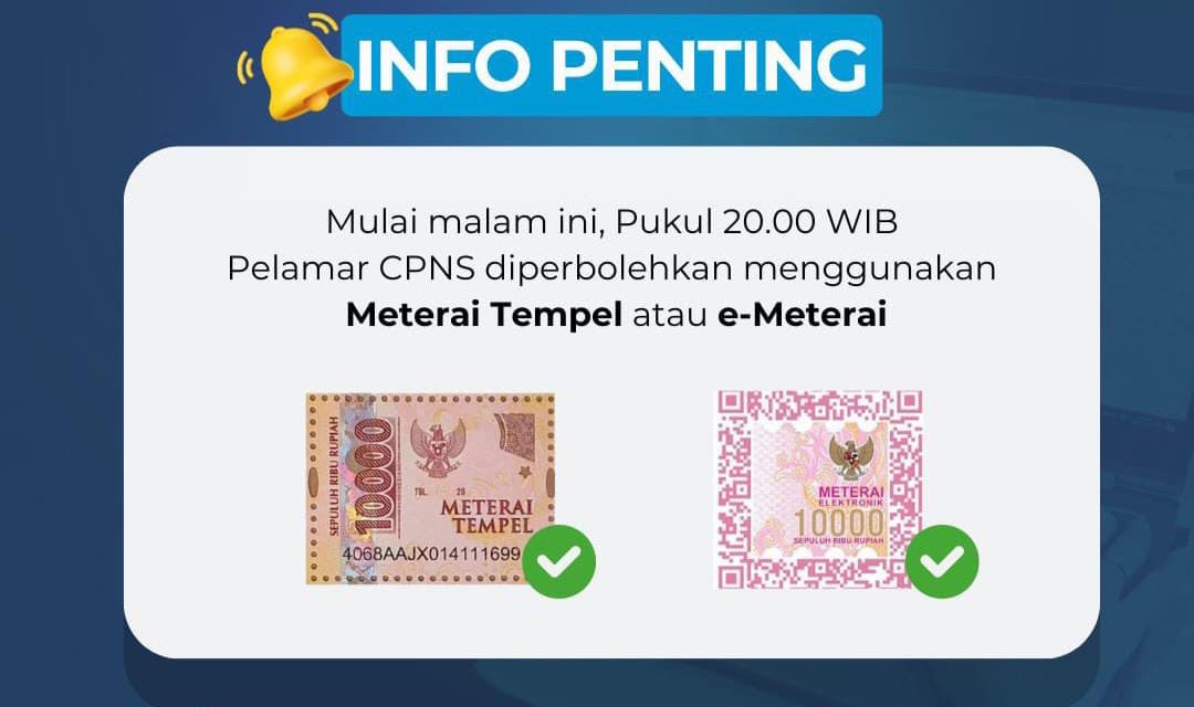 Pelamar CPNS Diberikan Kesempatan Pakai Materai Tempel, Begini Penjelasan BKN 