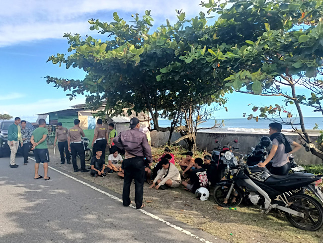 Aksi Balap Liar di Pantai Abrasi, 13 Pemuda Diamankan