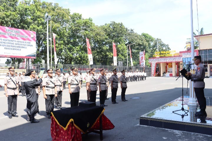 Kapolresta Bengkulu Pimpin Sertijab, Berikut Daftar Perwira yang Dimutasi
