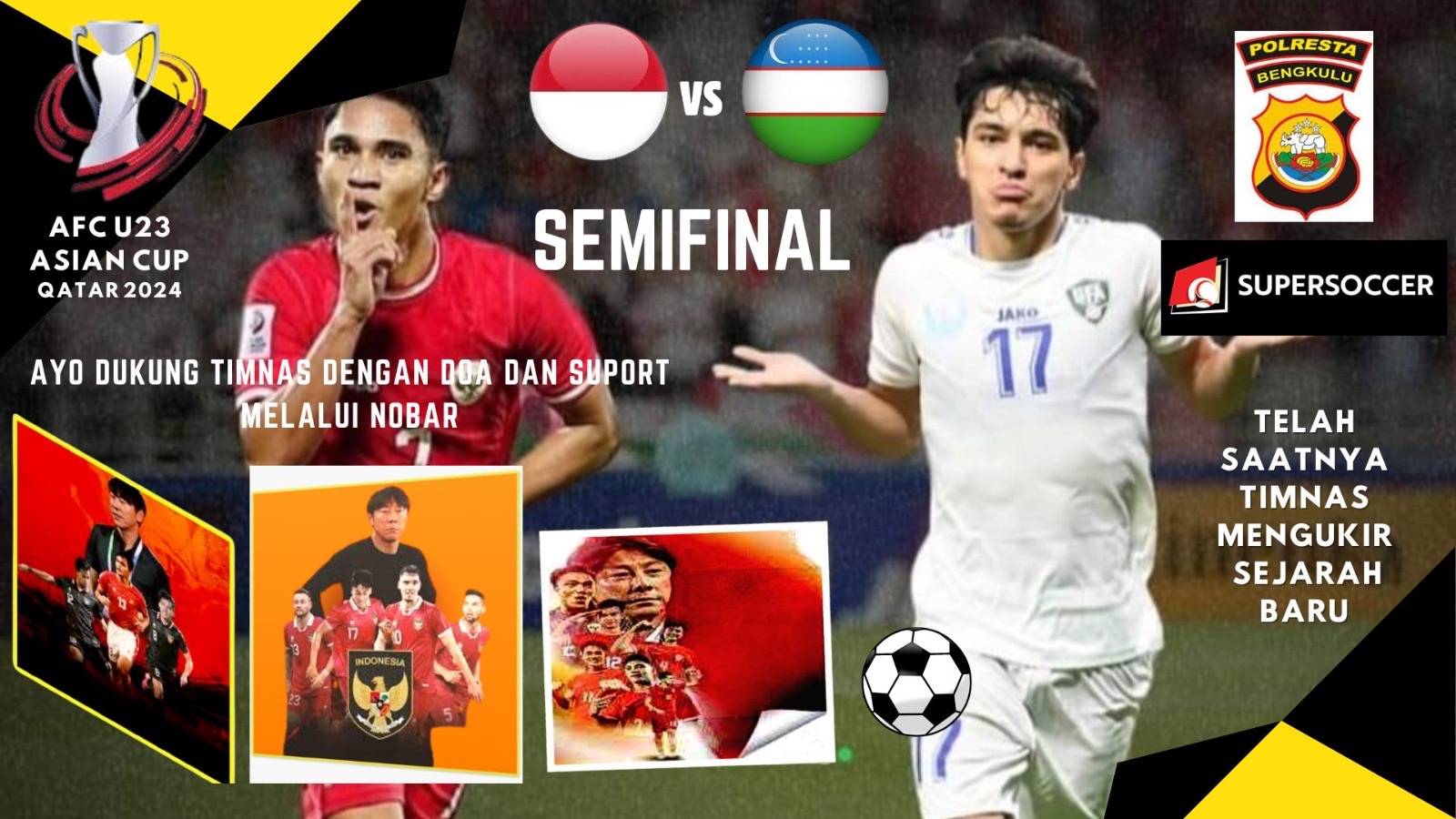 Polresta Bengkulu Gelar Nobar Semifinal AFC U-23, Berikut Rute Pengalihan Arusnya