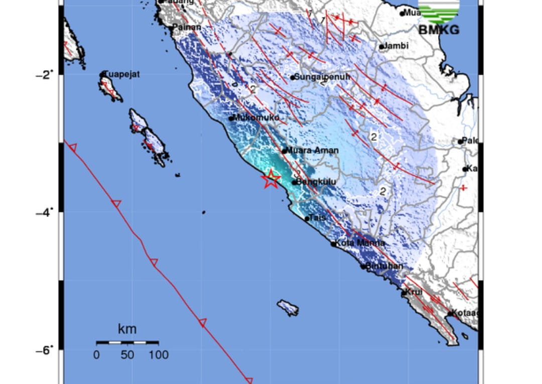 Bengkulu Diguncang Gempa Magnitudo 5,0 Sabtu Malam