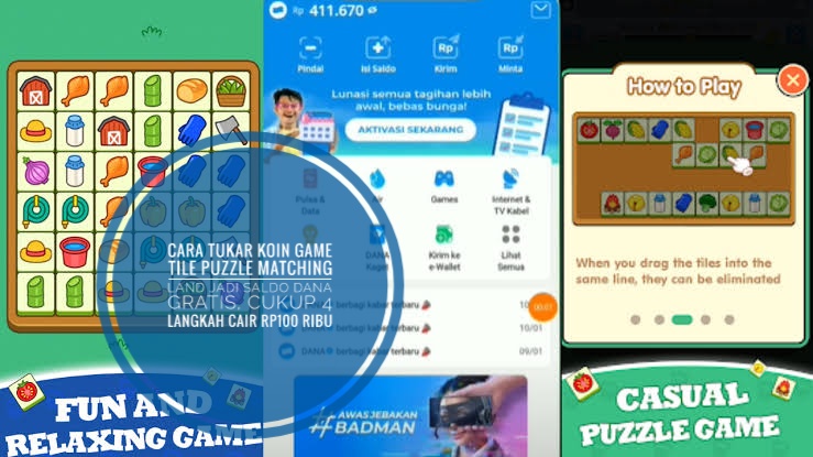 Cara Tukar Koin Game Tile Puzzle Matching Land Jadi Saldo DANA Gratis, Cukup 4 Langkah Cair Rp100 Ribu