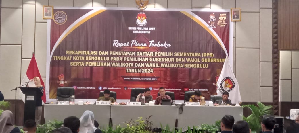 KPU Kota Bengkulu Gelar Rapat Pleno Rekapitulasi dan Penetapan DPS Pilkada 2024