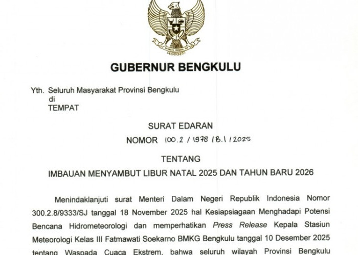 Gubernur Keluarkan Surat Edaran, Malam Tahun Baru Untuk Tidak Hura-hura dan Mengajak Isi dengan Ibadah