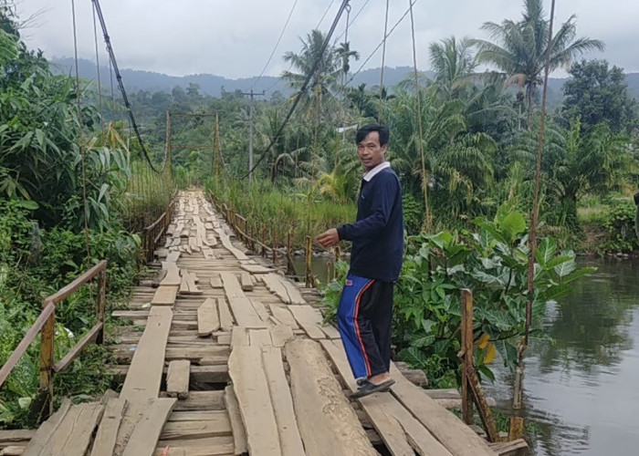 Jembatan Penghubung di Desa Lubuk Resam Mengkhawatirkan