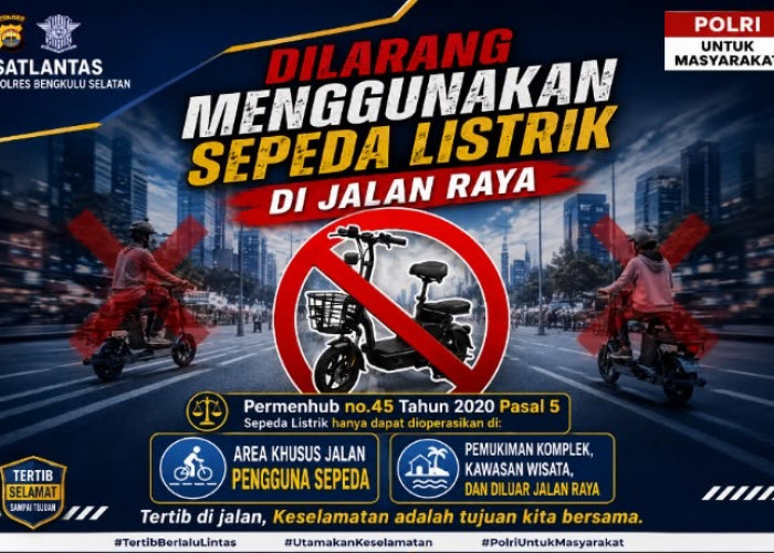 Nekat Masuk Jalan Raya, Pengguna Sepeda Listrik di Bengkulu Selatan Bakal Dicegat Polisi