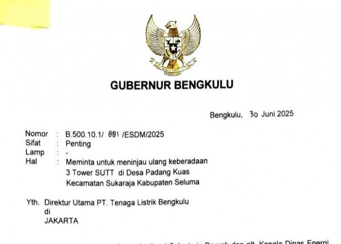 Gubernur Bengkulu Minta Evaluasi 3 Tower SUTT PLTU Batubara di Padang Kuas Seluma