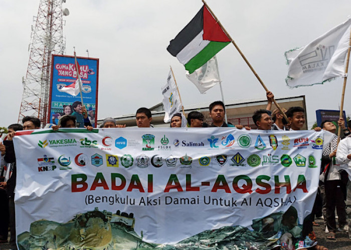 Aksi Bela Al-Aqsha dan Palestina Menggema di Simpang Lima Kota Bengkulu