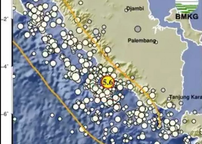 Gempa Magnitudo 5,6 Guncang Bengkulu Sabtu Malam