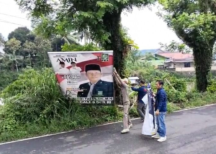 Bawaslu Turunkan Paksa Ratusan Baliho hingga Poster Caleg di Kabupaten Kepahiang