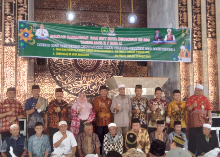 Sambut Ramadan dan HUT Kota Bengkulu ke-305, Baznas Bersama Pemkot Salurkan Bantuan 1.020 Paket Sembako