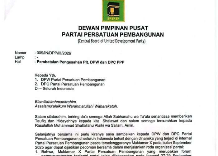 Muswil Bengkulu Dinyatakan Ilegal, Kursi Ketua PPP Kembali ke Erwin Octavian
