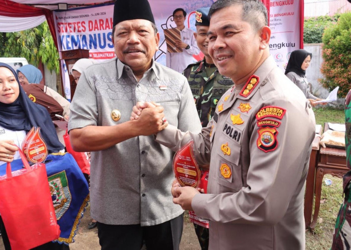 Hari Donor Darah Sedunia 2026, Gubernur Bengkulu Beri Penghargaan Khusus ke Kapolresta