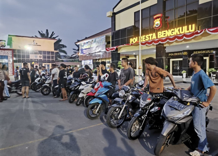 Tindak Lanjuti Laporan Call Center 110, Polresta Bengkulu Sita 60 Motor Pelaku Balap Liar di Tapak Paderi