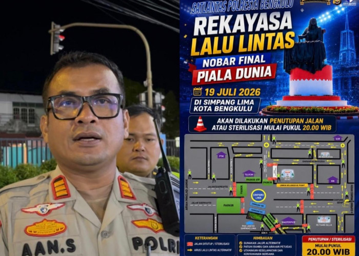 Simpang 5 Ditutup Total, Polresta Bengkulu Siap Amankan Nobar Final Piala Dunia Spanyol vs Argentina