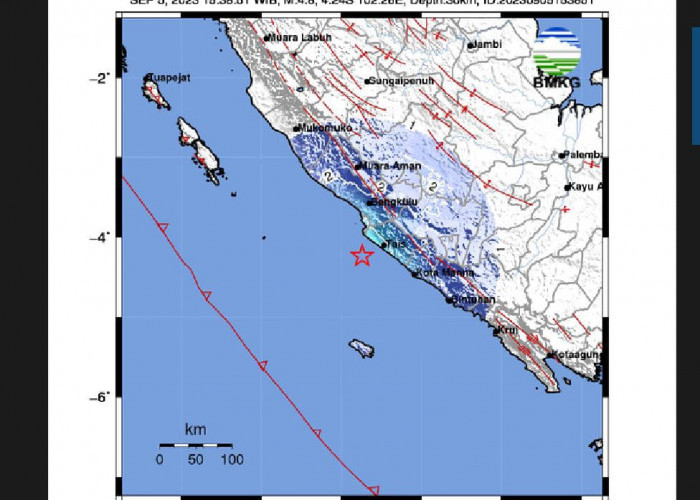 BREAKING NEWS: Gempa Magnitudo 4.8 Guncang Kota Bengkulu Sore Ini