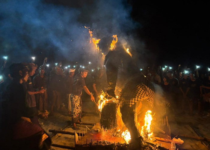 Simbol Penyucian Diri, Umat Hindu di Seluma Bakar Ogoh-Ogoh Jelang Puncak Nyepi