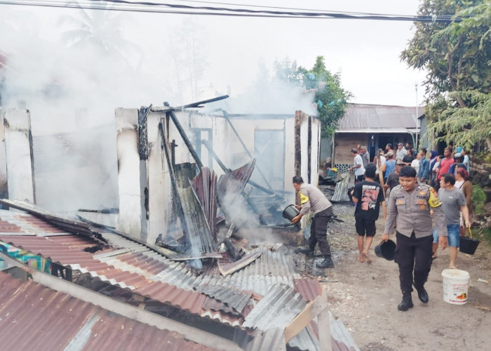 Rumah Terbakar di Desa Pekik Nyaring, Diduga Korsleting Colokan Listrik 