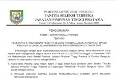 Tiga Besar Seleksi JPT Pratama Pemprov Bengkulu Resmi Diumumkan, Berikut Nama-namanya