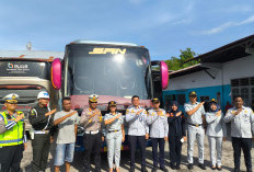 Pastikan Keselamatan Penumpang Jelang Ramadan, Ditlantas Polda Bengkulu Ram Check Bus PO SAN
